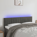 vidaXL Zagłówek do łóżka z LED, ciemnoszary, 144x5x78/88 cm, aksamit