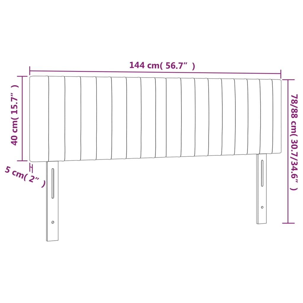 vidaXL Zagłówek do łóżka z LED, czarny, 144x5x78/88 cm, aksamit