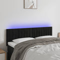 vidaXL Zagłówek do łóżka z LED, czarny, 144x5x78/88 cm, aksamit