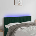 vidaXL Zagłówek do łóżka z LED, ciemnozielony, 144x5x78/88 cm, aksamit