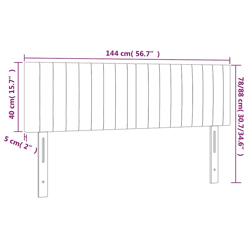 vidaXL Zagłówek do łóżka z LED, ciemnoniebieski 144x5x78/88cm, aksamit