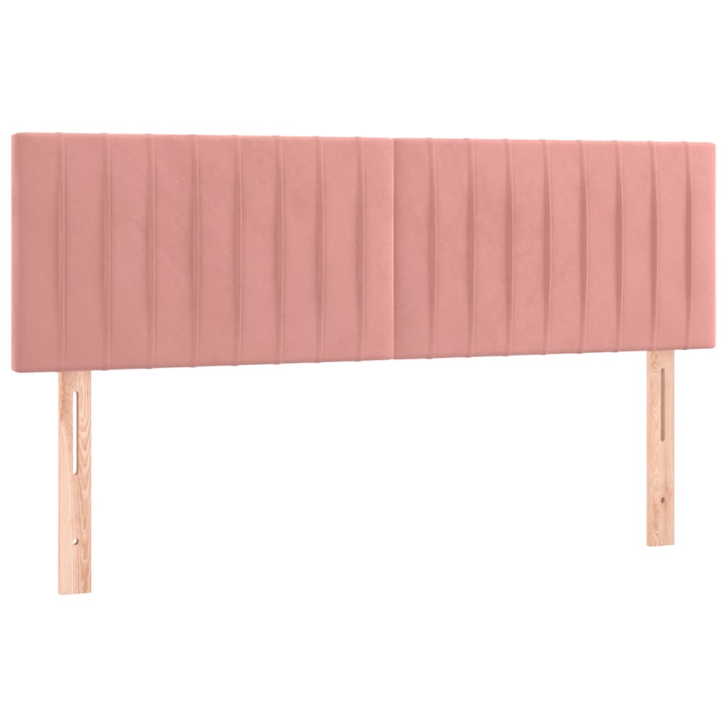vidaXL Zagłówek do łóżka z LED, różowy, 144x5x78/88 cm, aksamit
