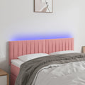 vidaXL Zagłówek do łóżka z LED, różowy, 144x5x78/88 cm, aksamit