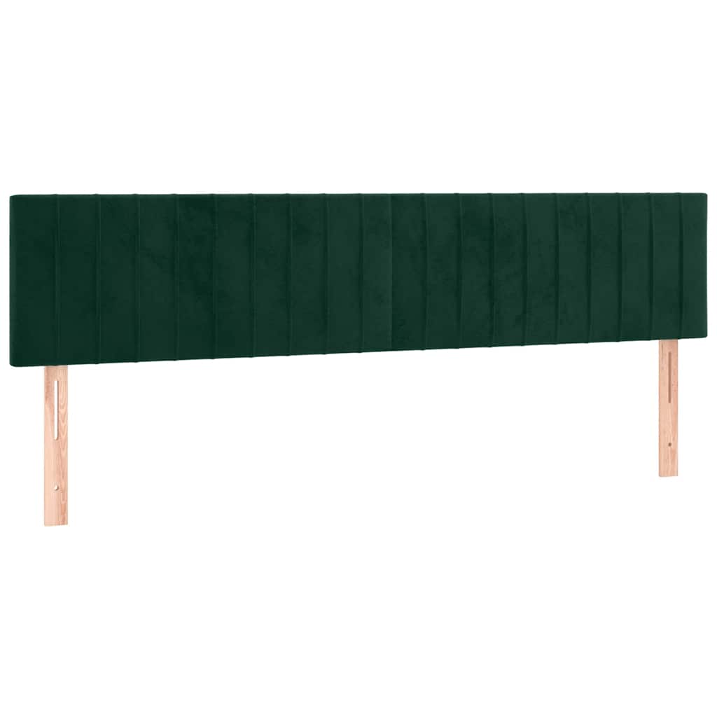 vidaXL Zagłówek do łóżka z LED, ciemnozielony, 160x5x78/88 cm, aksamit