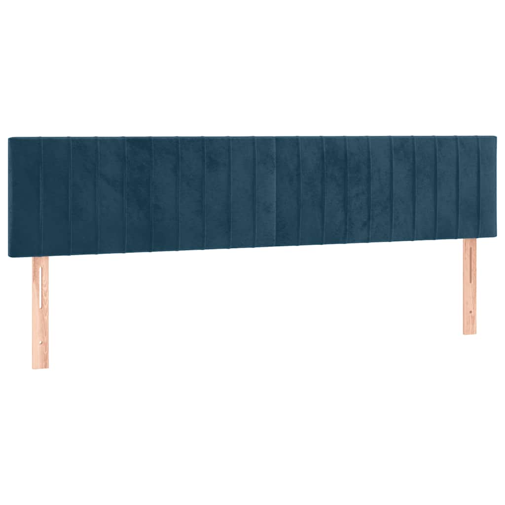 vidaXL Zagłówek do łóżka z LED, ciemnoniebieski 160x5x78/88cm, aksamit