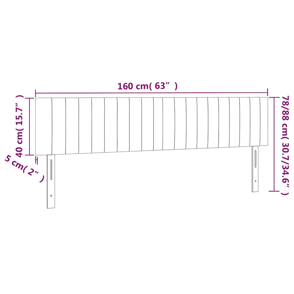 vidaXL Zagłówek do łóżka z LED, ciemnoniebieski 160x5x78/88cm, aksamit
