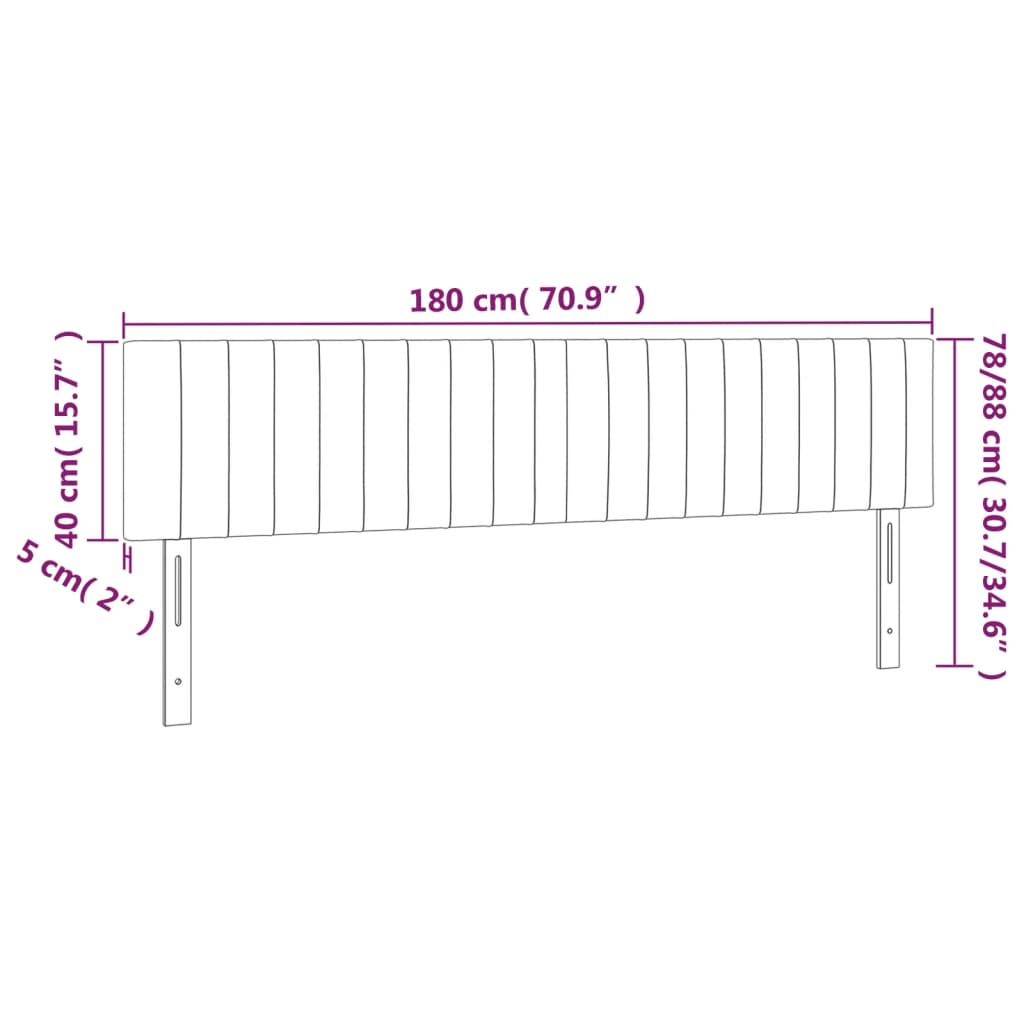 vidaXL Zagłówek do łóżka z LED, jasnoszary, 180x5x78/88 cm, aksamit