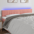 vidaXL Zagłówek do łóżka z LED, różowy, 180x5x78/88 cm, aksamit
