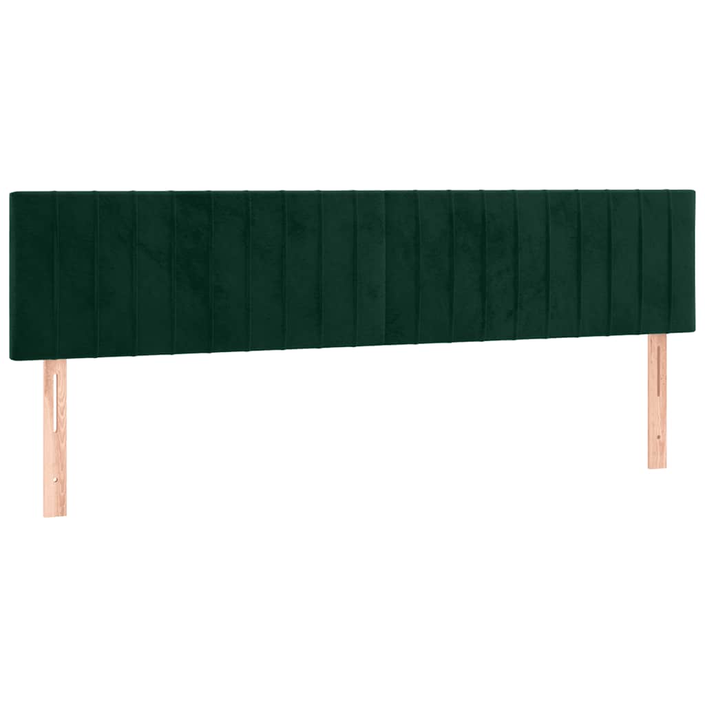 vidaXL Zagłówek do łóżka z LED, ciemnozielony, 200x5x78/88 cm, aksamit