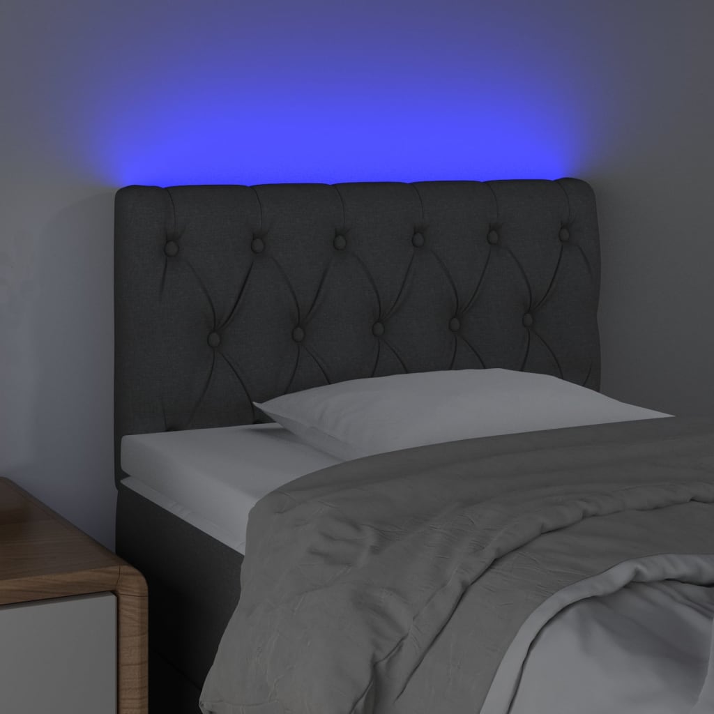 vidaXL Zagłówek do łóżka z LED, jasnoszary, 80x7x78/88 cm, tkanina