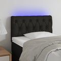 vidaXL Zagłówek do łóżka z LED, czarny, 80x7x78/88 cm, tkanina