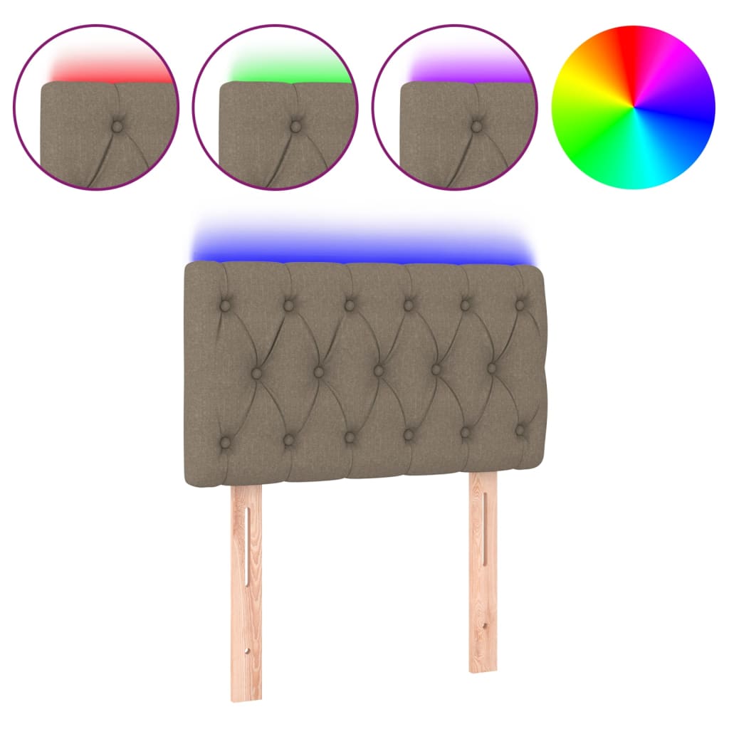 vidaXL Zagłówek do łóżka z LED, taupe, 80x7x78/88 cm, tkanina