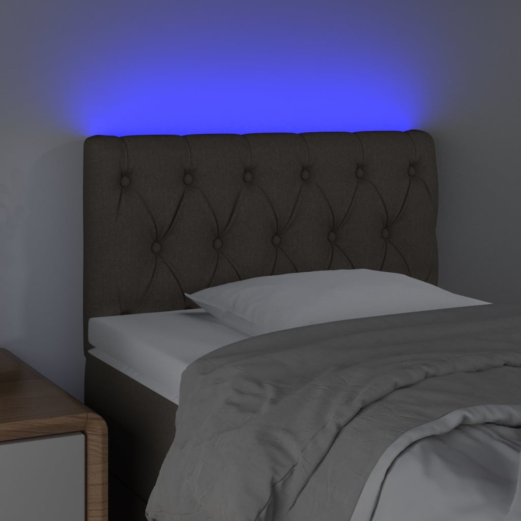 vidaXL Zagłówek do łóżka z LED, taupe, 80x7x78/88 cm, tkanina