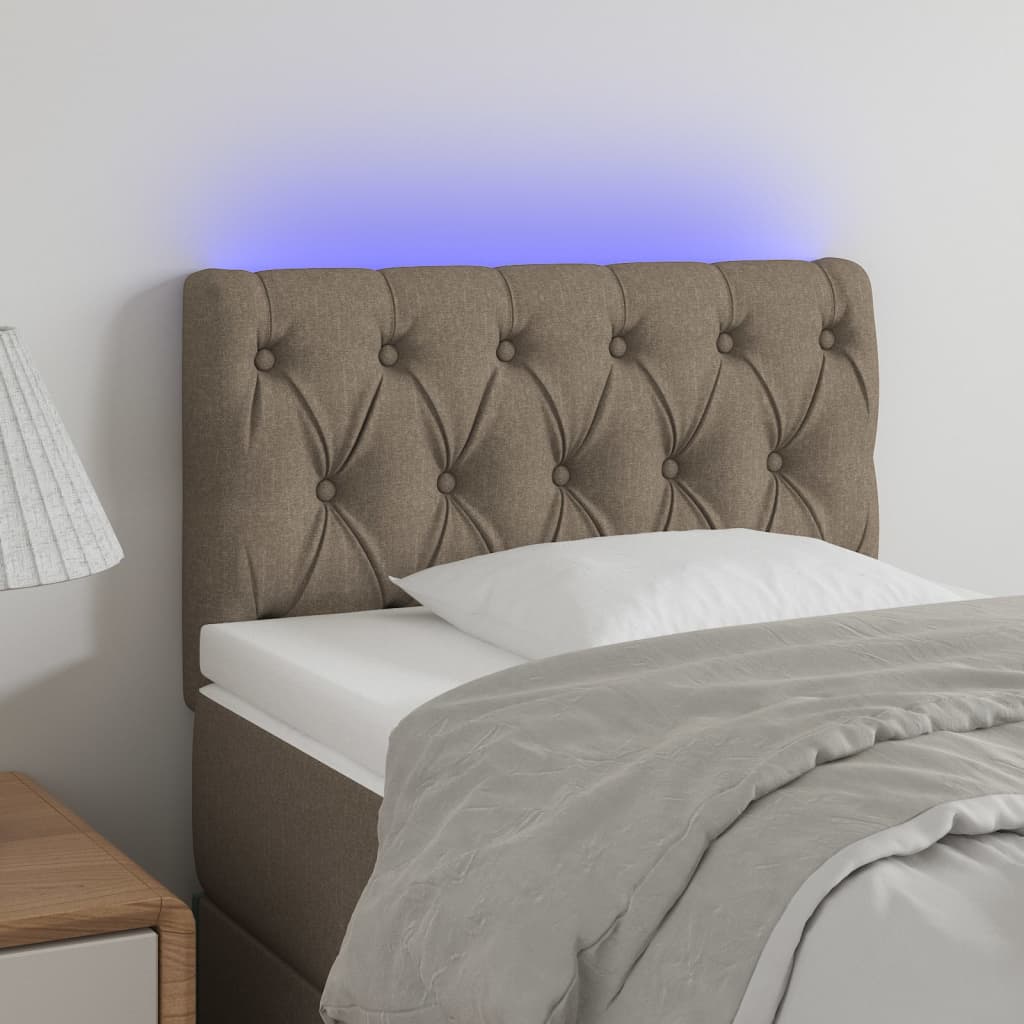 vidaXL Zagłówek do łóżka z LED, taupe, 80x7x78/88 cm, tkanina