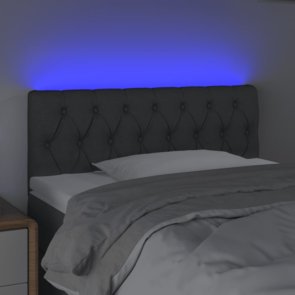 vidaXL Zagłówek do łóżka z LED, ciemnoszary, 90x7x78/88 cm, tkanina