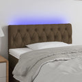 vidaXL Zagłówek do łóżka z LED, ciemnobrązowy, 90x7x78/88 cm, tkanina