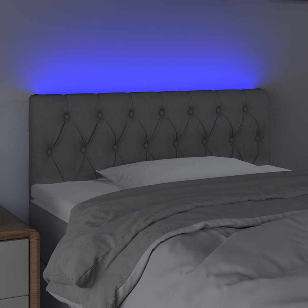 vidaXL Zagłówek do łóżka z LED, jasnoszary, 100x7x78/88 cm, tkanina
