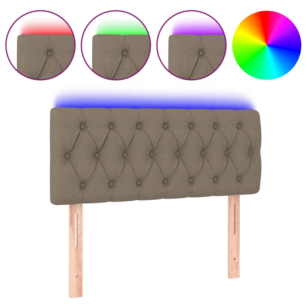 vidaXL Zagłówek do łóżka z LED, taupe, 100x7x78/88 cm, tkanina
