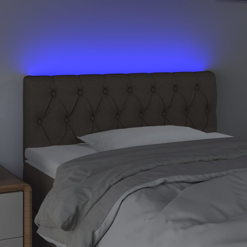 vidaXL Zagłówek do łóżka z LED, taupe, 100x7x78/88 cm, tkanina