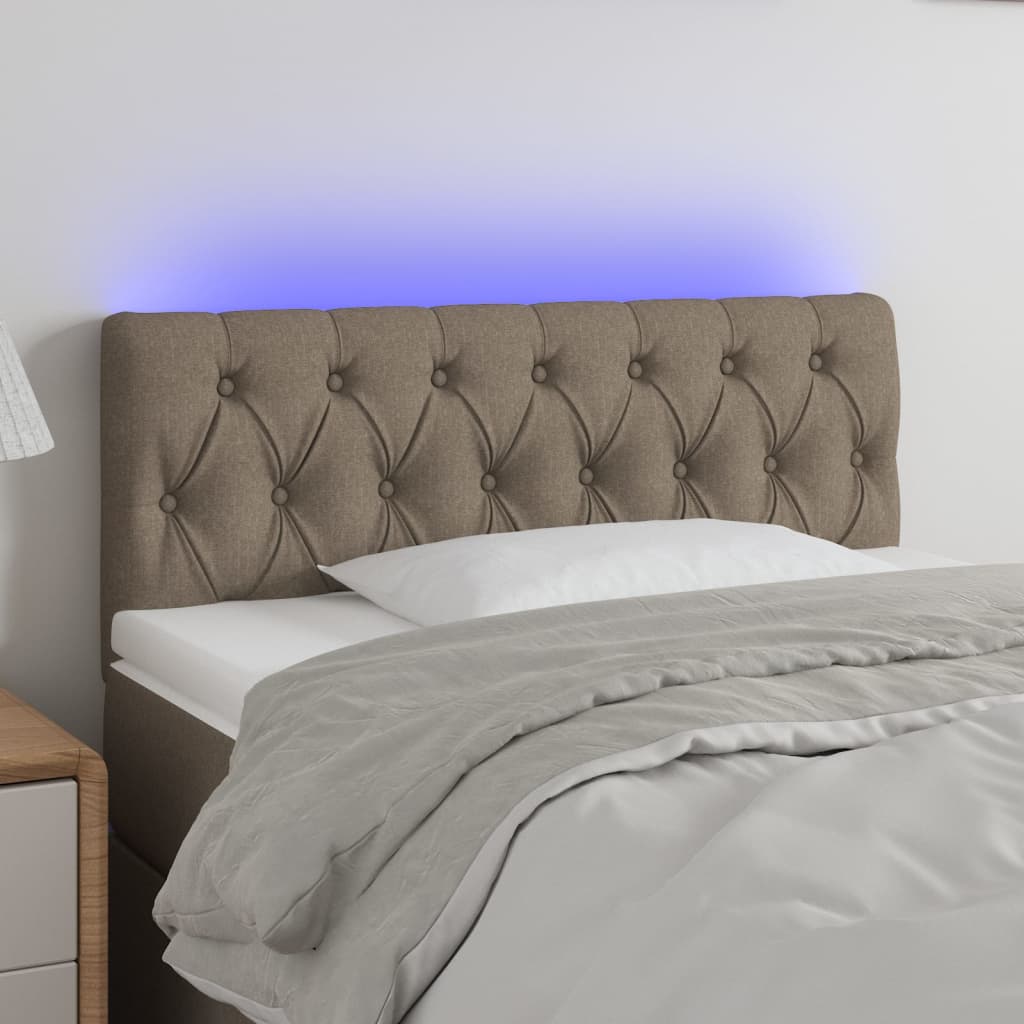 vidaXL Zagłówek do łóżka z LED, taupe, 100x7x78/88 cm, tkanina