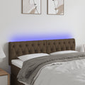 vidaXL Zagłówek do łóżka z LED, ciemnobrązowy, 144x7x78/88 cm, tkanina