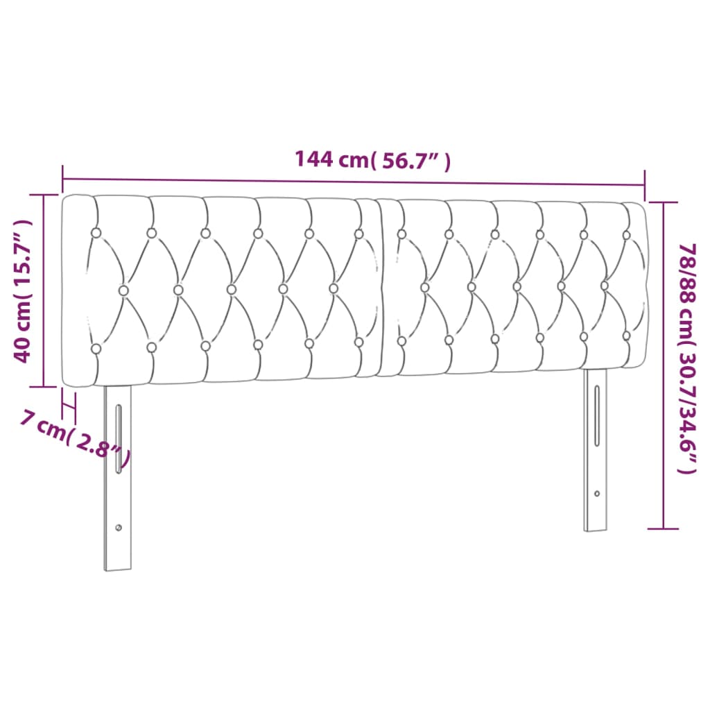 vidaXL Zagłówek do łóżka z LED, kremowy, 144x7x78/88 cm, tkanina