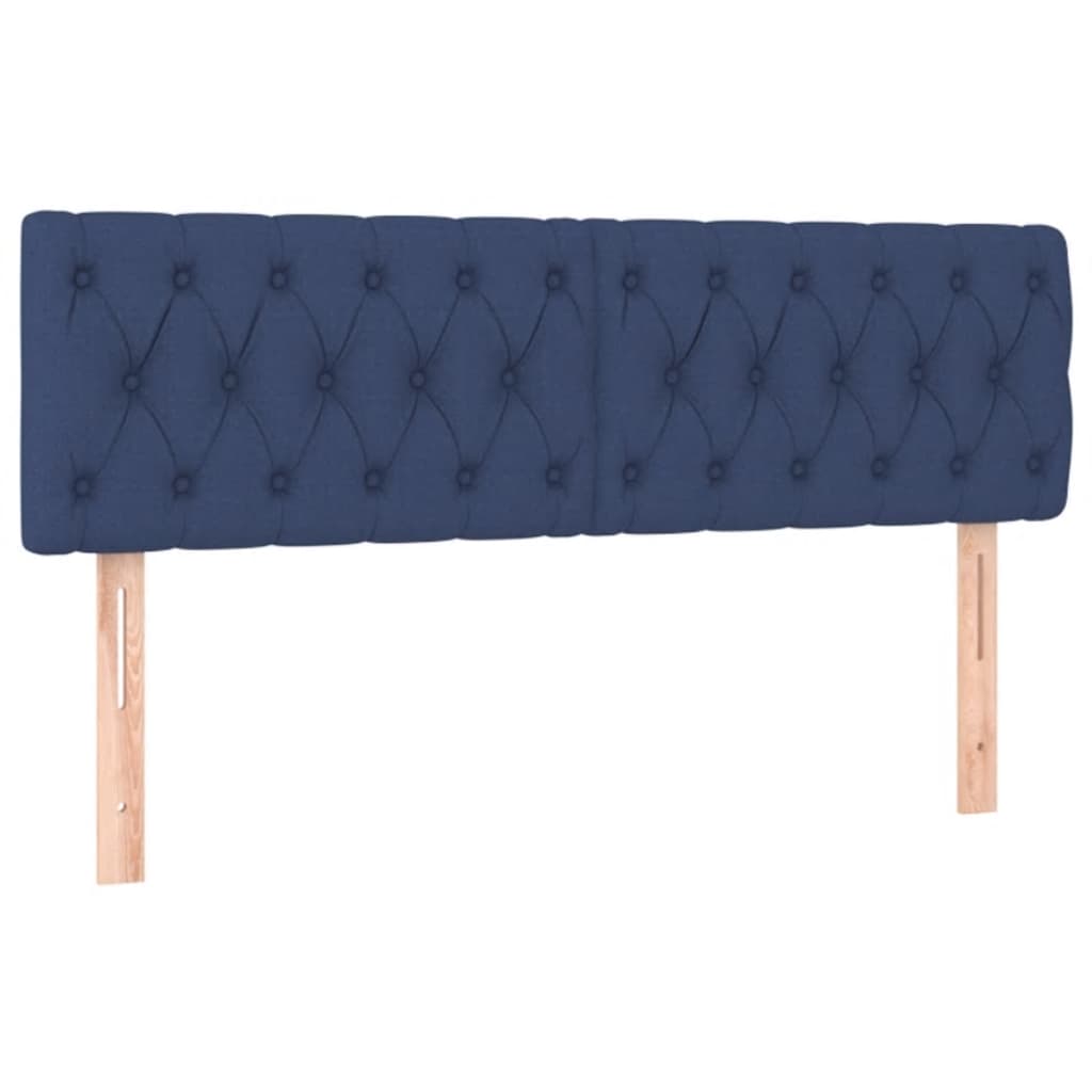 vidaXL Zagłówek do łóżka z LED, niebieski, 144x7x78/88 cm, tkanina