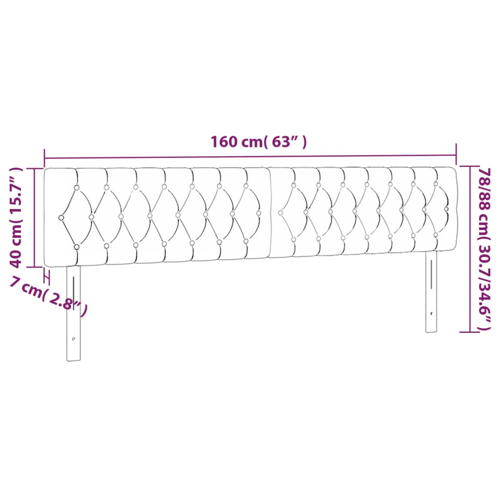 vidaXL Zagłówek do łóżka z LED, jasnoszary, 160x7x78/88 cm, tkanina