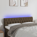 vidaXL Zagłówek do łóżka z LED, ciemnobrązowy, 160x7x78/88 cm, tkanina