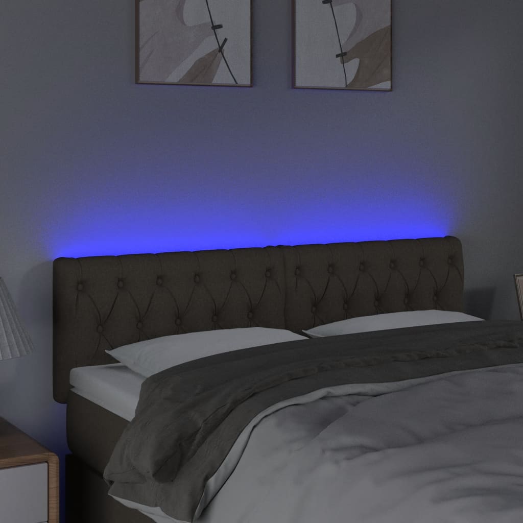vidaXL Zagłówek do łóżka z LED, taupe, 160x7x78/88 cm, tkanina
