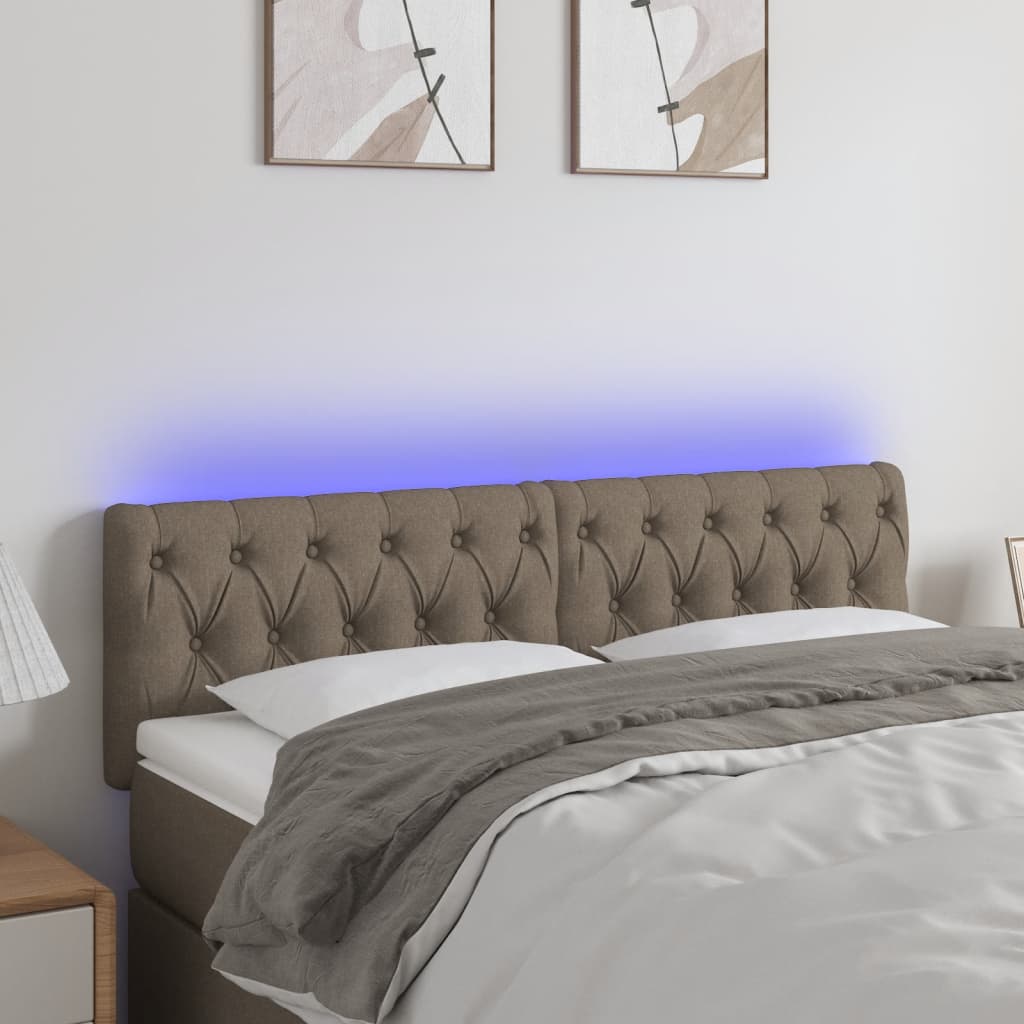 vidaXL Zagłówek do łóżka z LED, taupe, 160x7x78/88 cm, tkanina