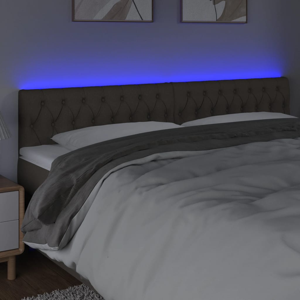 vidaXL Zagłówek do łóżka z LED, taupe, 180x7x78/88 cm, tkanina