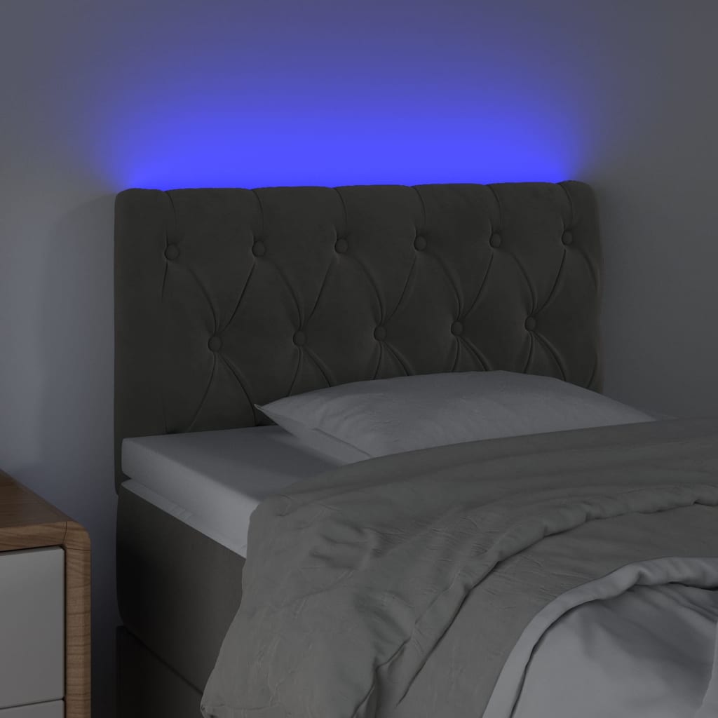 vidaXL Zagłówek do łóżka z LED, ciemnoszary, 80x7x78/88 cm, aksamit