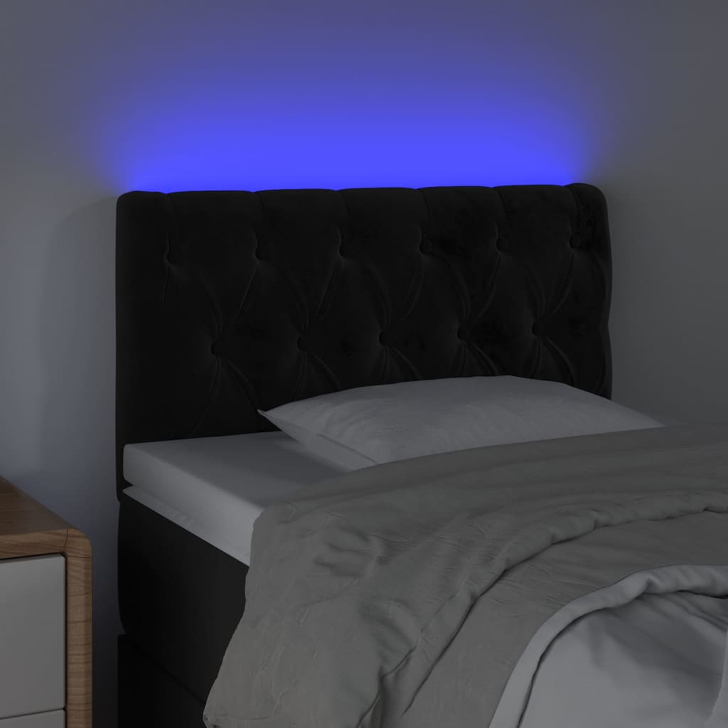 vidaXL Zagłówek do łóżka z LED, czarny, 80x7x78/88 cm, aksamit