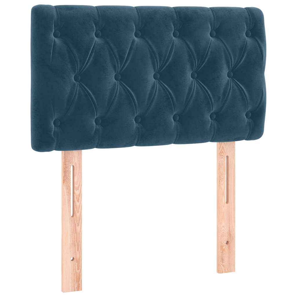 vidaXL Zagłówek do łóżka z LED, ciemnoniebieski 80x7x78/88 cm, aksamit