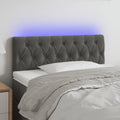 vidaXL Zagłówek do łóżka z LED, ciemnoszary, 90x7x78/88 cm, aksamit