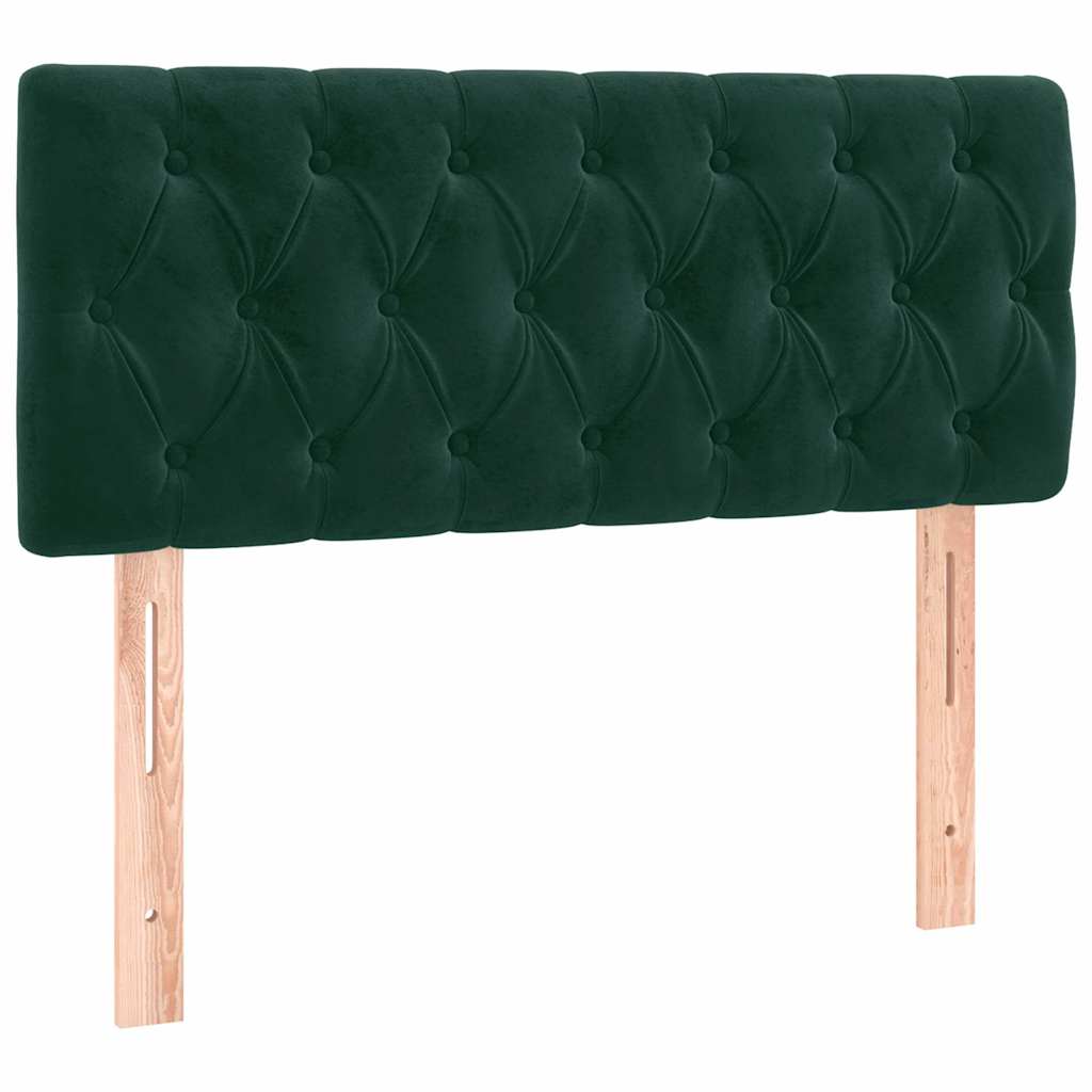 vidaXL Zagłówek do łóżka z LED, ciemnozielony, 90x7x78/88 cm, aksamit