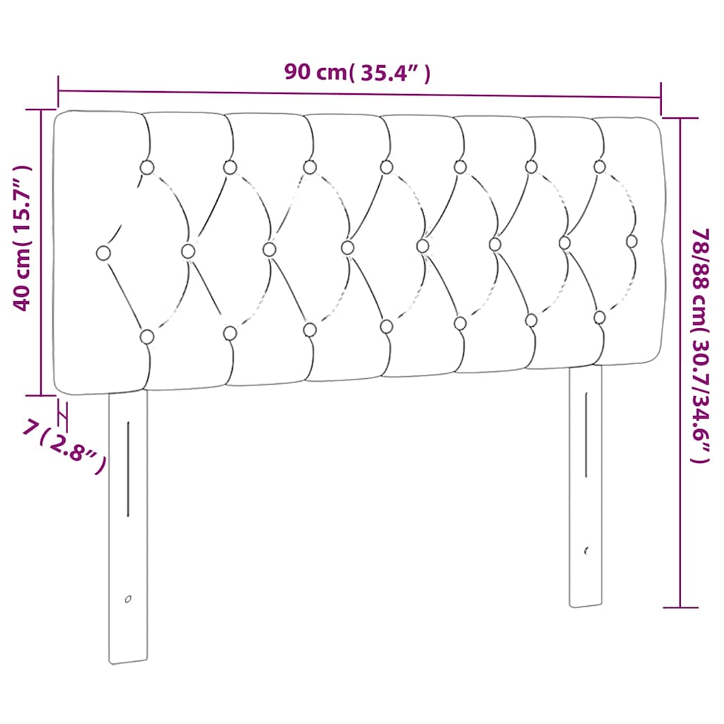 vidaXL Zagłówek do łóżka z LED, ciemnoniebieski 90x7x78/88 cm, aksamit