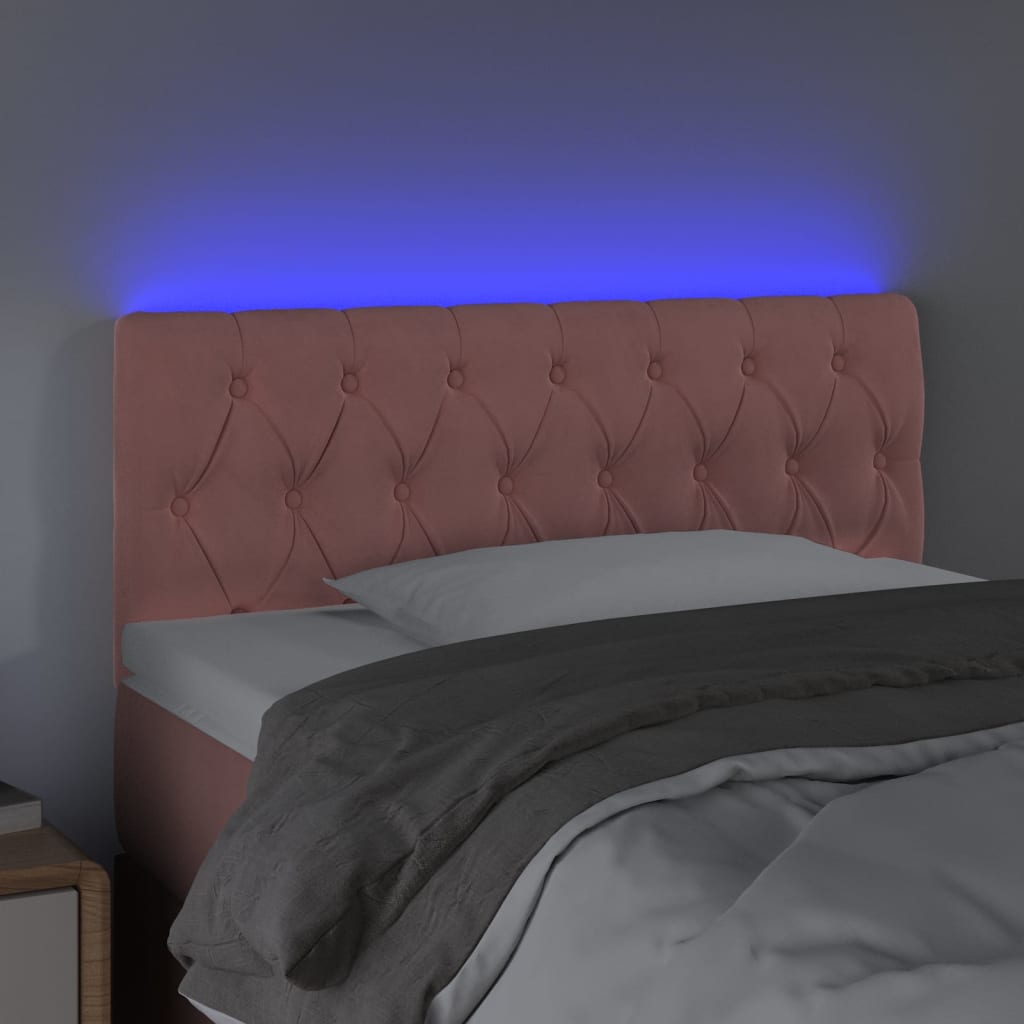vidaXL Zagłówek do łóżka z LED, różowy, 90x7x78/88 cm, aksamit