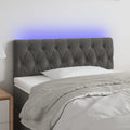 vidaXL Zagłówek do łóżka z LED, ciemnoszary, 100x7x78/88 cm, aksamit