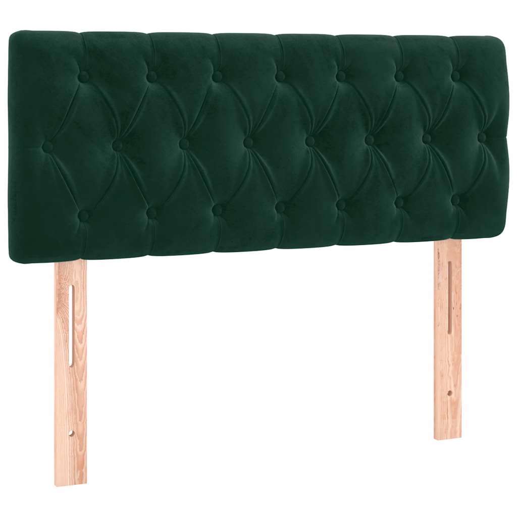 vidaXL Zagłówek do łóżka z LED, ciemnozielony, 100x7x78/88 cm, aksamit