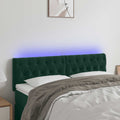 vidaXL Zagłówek do łóżka z LED, ciemnozielony, 144x7x78/88 cm, aksamit