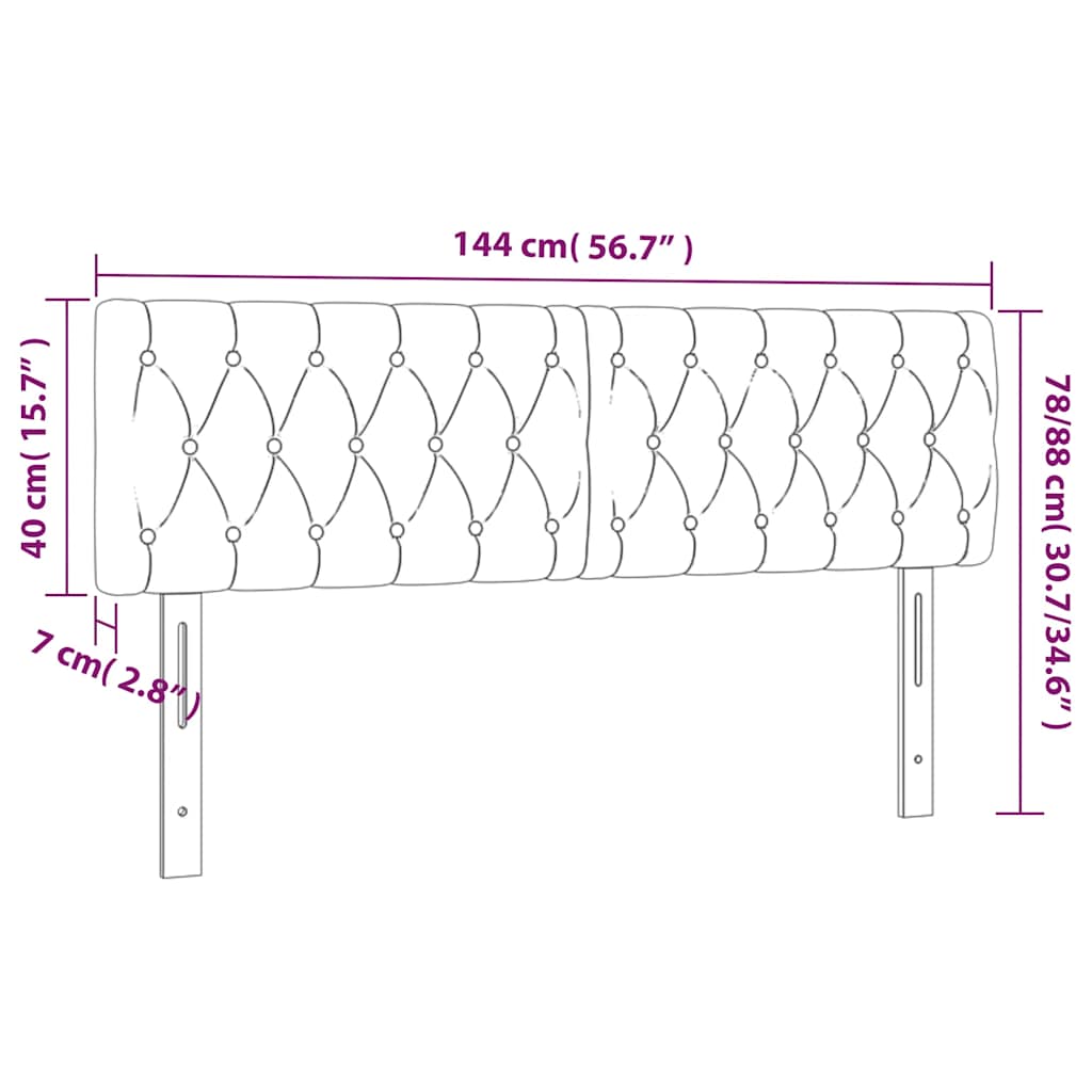 vidaXL Zagłówek do łóżka z LED, ciemnoniebieski 144x7x78/88cm, aksamit