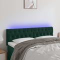 vidaXL Zagłówek do łóżka z LED, ciemnozielony, 160x7x78/88 cm, aksamit