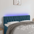 vidaXL Zagłówek do łóżka z LED, ciemnoniebieski 160x7x78/88cm, aksamit