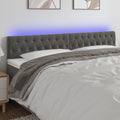 vidaXL Zagłówek do łóżka z LED, ciemnoszary, 180x7x78/88 cm, aksamit