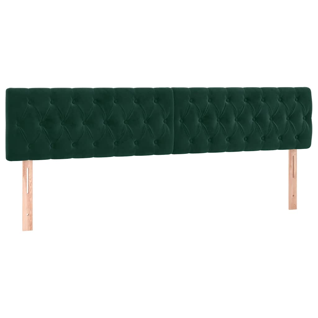 vidaXL Zagłówek do łóżka z LED, ciemnozielony, 180x7x78/88 cm, aksamit
