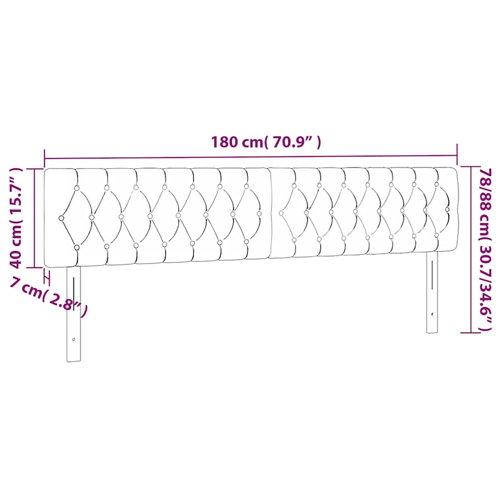 vidaXL Zagłówek do łóżka z LED, ciemnozielony, 180x7x78/88 cm, aksamit