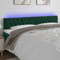 vidaXL Zagłówek do łóżka z LED, ciemnozielony, 180x7x78/88 cm, aksamit