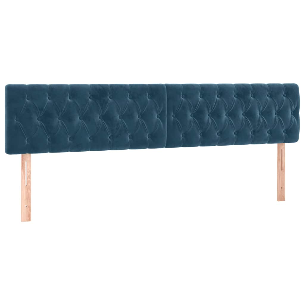 vidaXL Zagłówek do łóżka z LED, ciemnoniebieski 180x7x78/88cm, aksamit